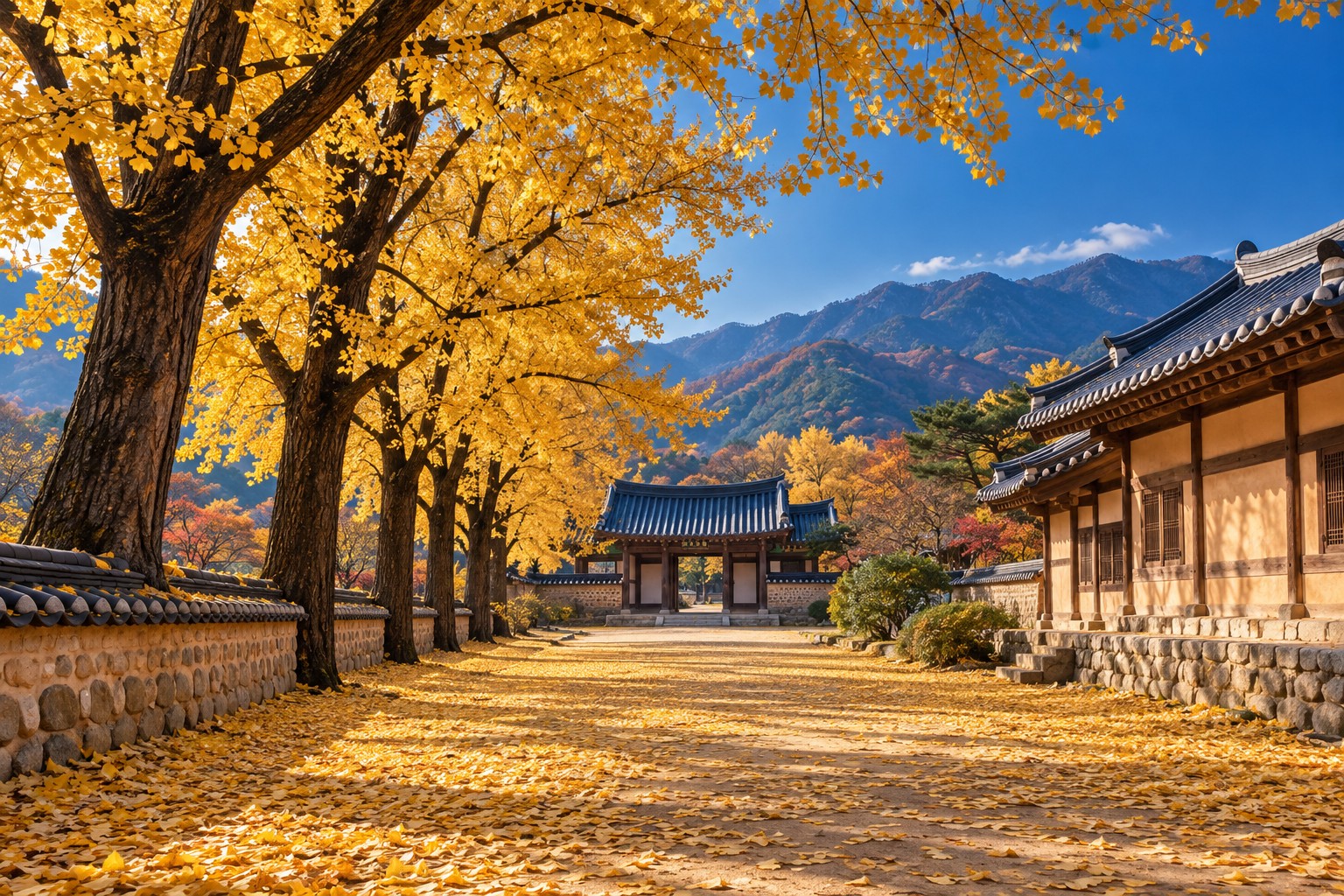 가을 병산서원 낙엽길 풍경, 안동 가을 단풍 명소